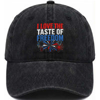 I Love The Taste Of Freedom Funny 4th of July Couple Matching Washed Cotton Baseball Cap US Fireworks