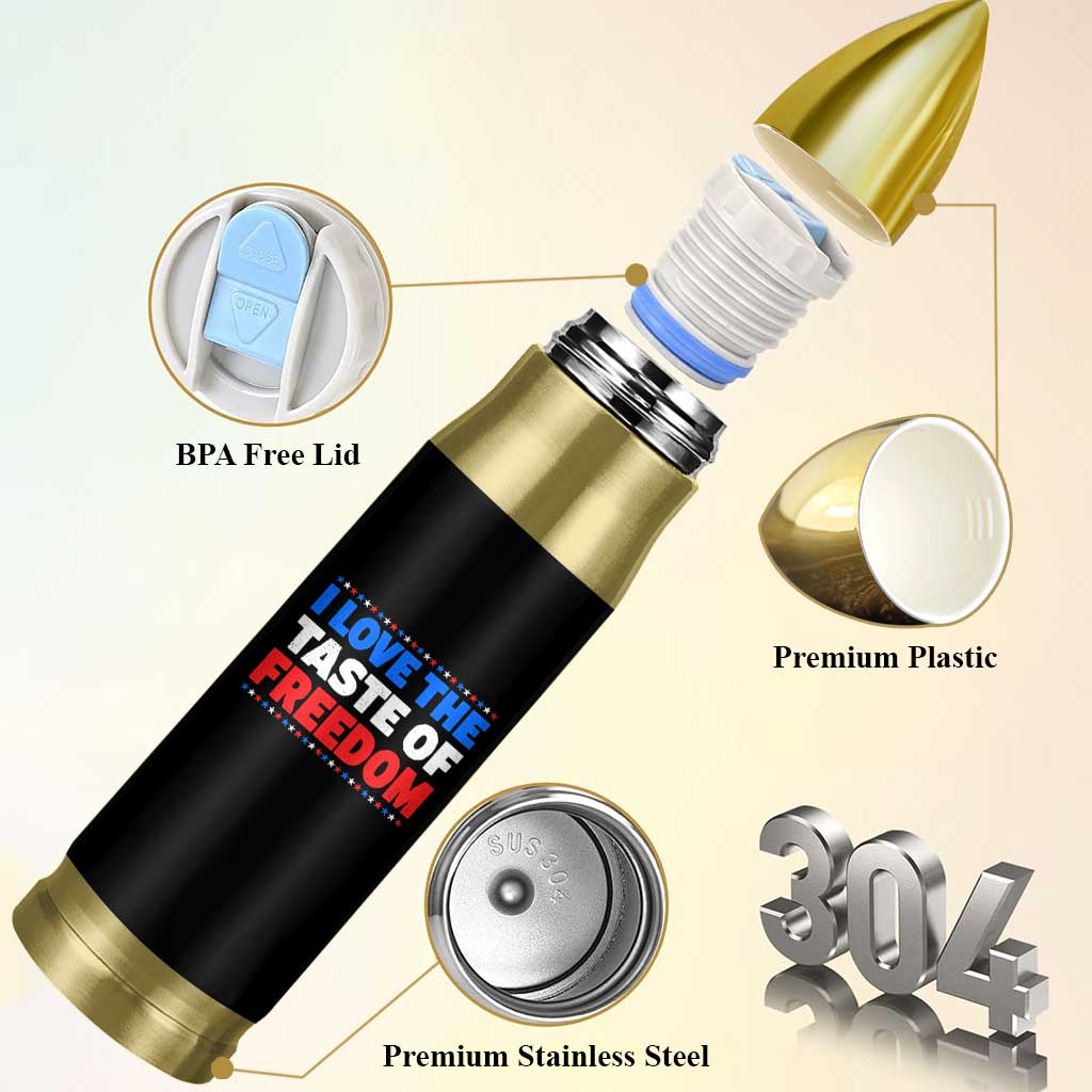 I Love The Taste Of Freedom Funny 4th of July Couple Matching Bullet Tumbler