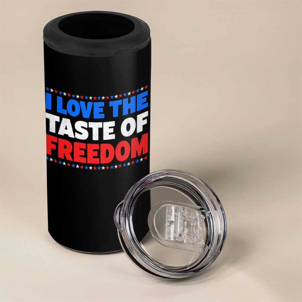 I Love The Taste Of Freedom Funny 4th of July Couple Matching 4 in 1 Can Cooler Tumbler