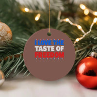 I Love The Taste Of Freedom Funny 4th of July Couple Matching Ceramic Ornament