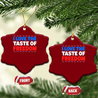 I Love The Taste Of Freedom Funny 4th of July Couple Matching Ceramic Ornament