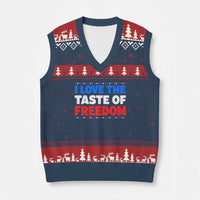 I Love The Taste Of Freedom Funny 4th of July Couple Matching V-Neck Knit Sweater Vest