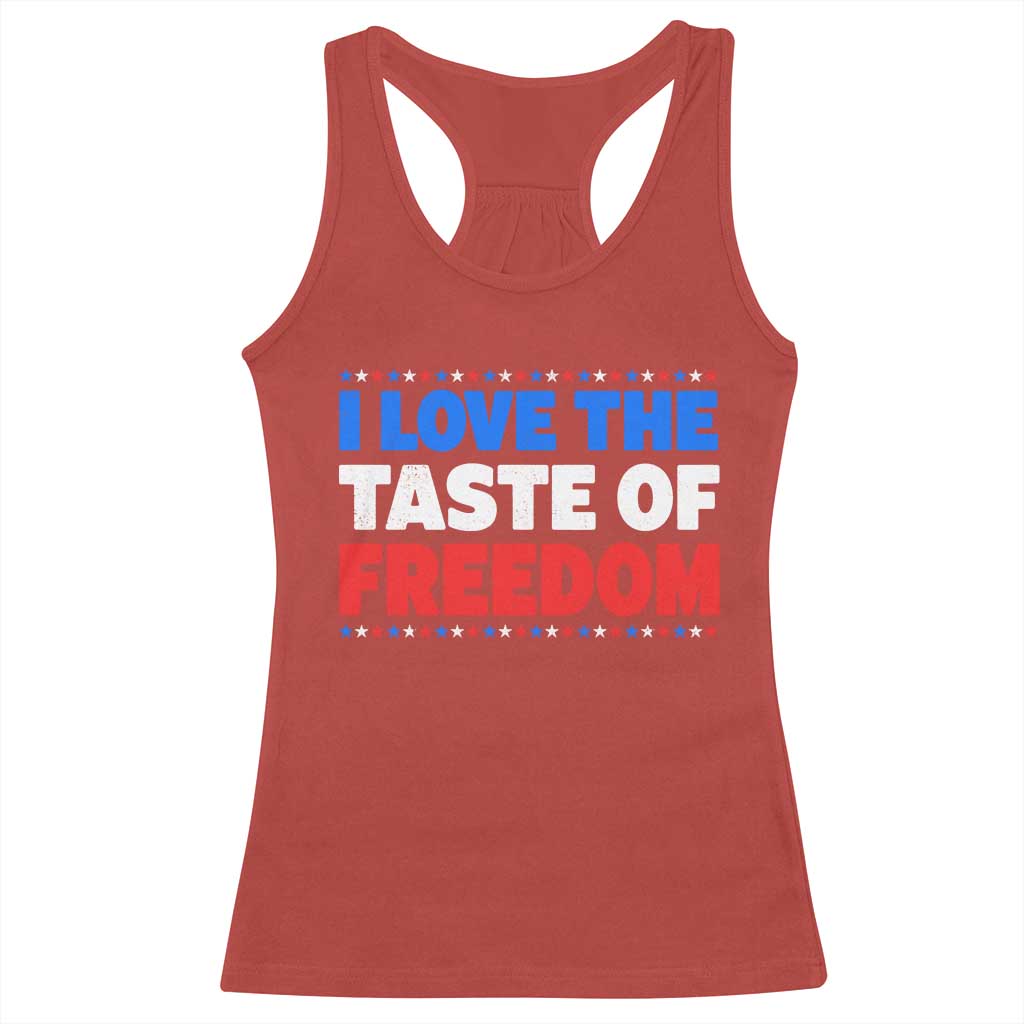 I Love The Taste Of Freedom Funny 4th of July Couple Matching Racerback Tank Top