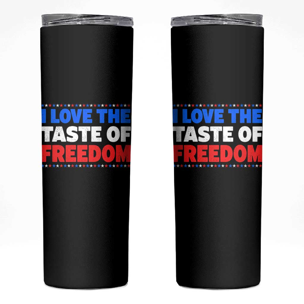 I Love The Taste Of Freedom Funny 4th of July Couple Matching Skinny Tumbler