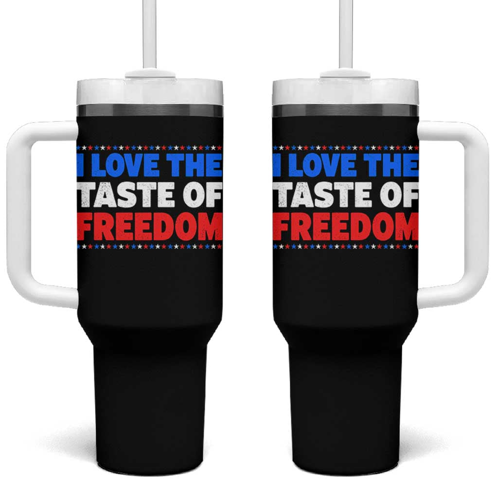 I Love The Taste Of Freedom Funny 4th of July Couple Matching Tumbler With Handle