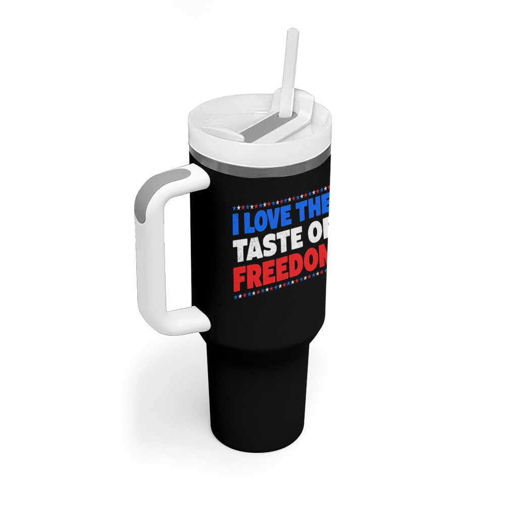 I Love The Taste Of Freedom Funny 4th of July Couple Matching Tumbler With Handle