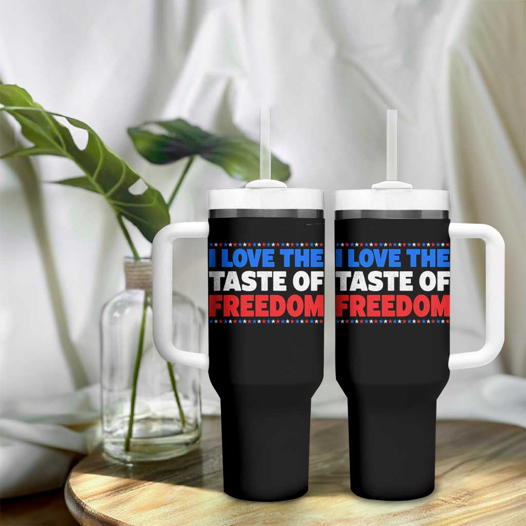 I Love The Taste Of Freedom Funny 4th of July Couple Matching Tumbler With Handle