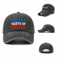 I Love The Taste Of Freedom Funny 4th of July Couple Matching Washed Cotton Baseball Cap