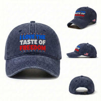 I Love The Taste Of Freedom Funny 4th of July Couple Matching Washed Cotton Baseball Cap