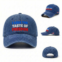 I Love The Taste Of Freedom Funny 4th of July Couple Matching Washed Cotton Baseball Cap