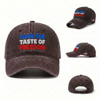 I Love The Taste Of Freedom Funny 4th of July Couple Matching Washed Cotton Baseball Cap