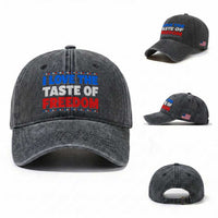 I Love The Taste Of Freedom Funny 4th of July Couple Matching Washed Cotton Baseball Cap