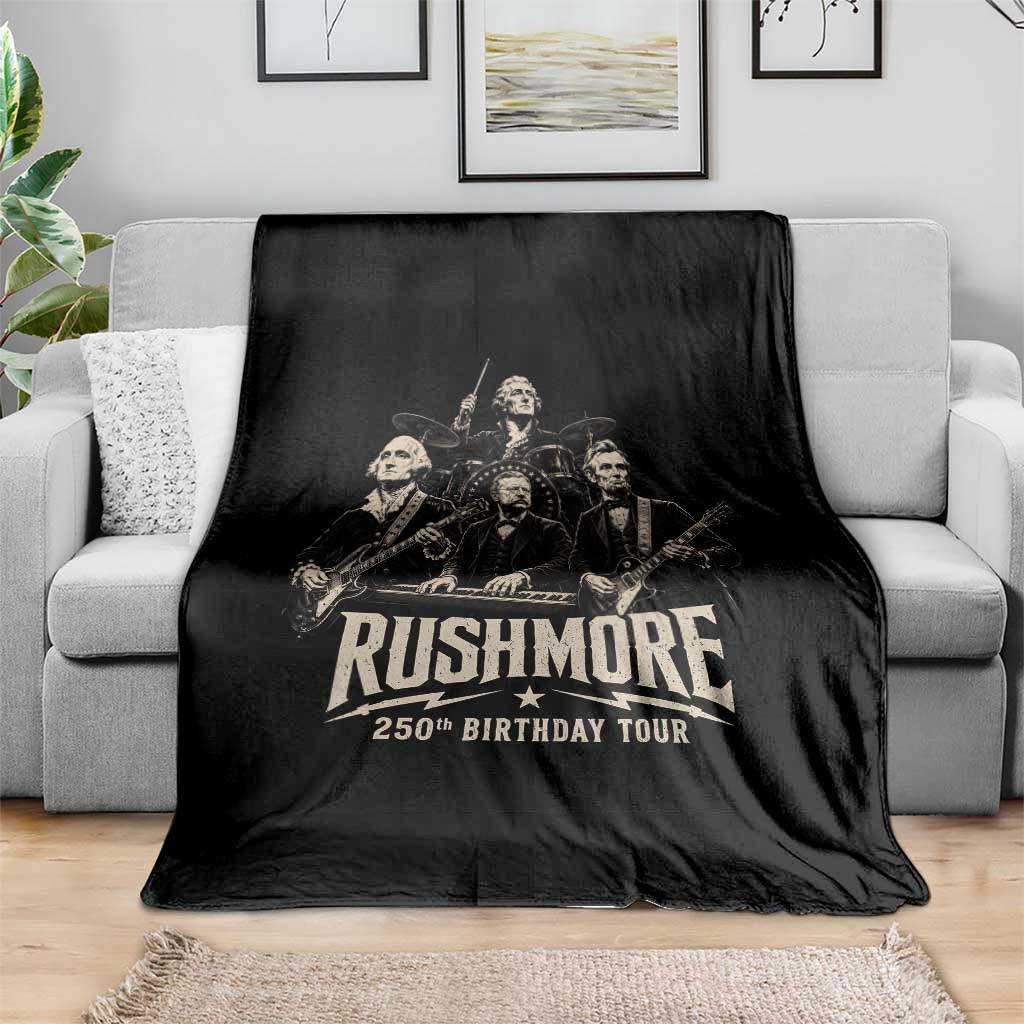 Rushmore 250th Birthday Tour Throw Blanket Funny Presidents Rockstar Music