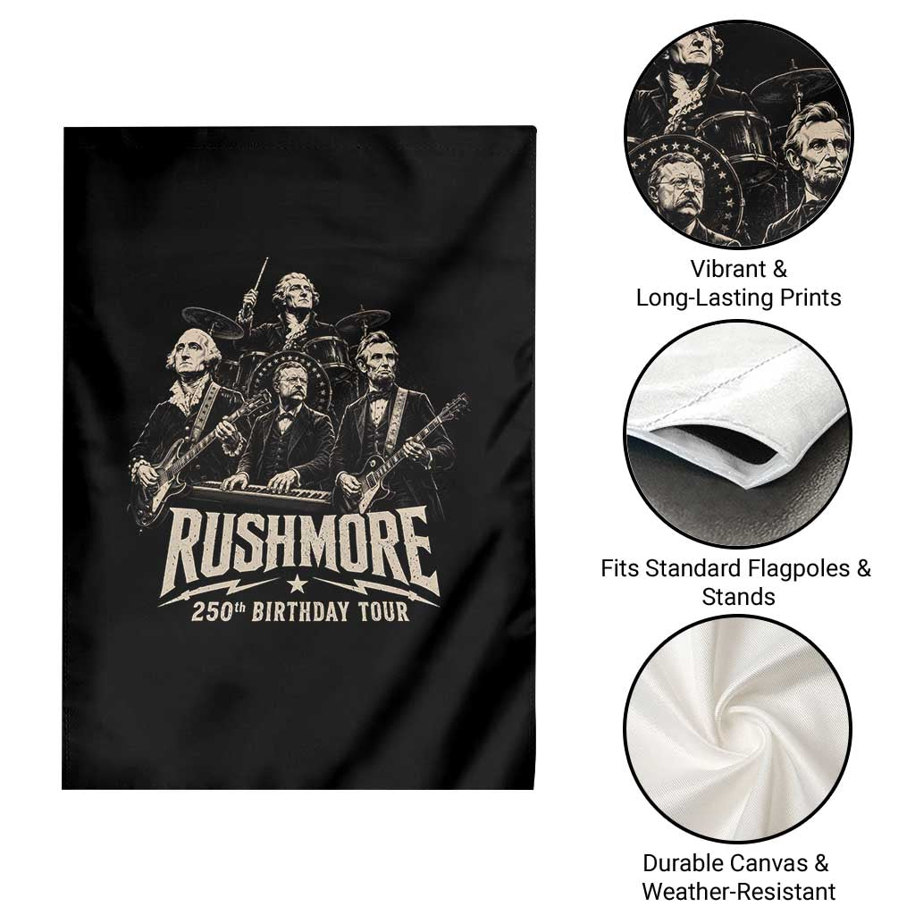 Rushmore 250th Birthday Tour Garden Flag Funny Presidents Rockstar Music