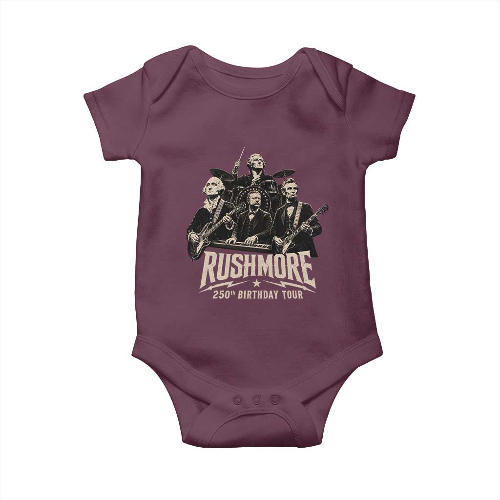 Rushmore 250th Birthday Tour Baby Onesie Funny Presidents Rockstar Music
