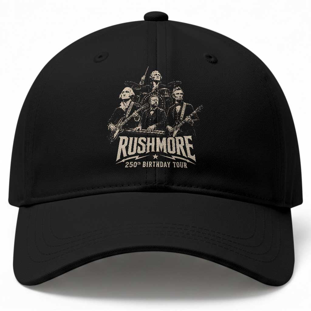 Rushmore 250th Birthday Tour Baseball Cap Funny Presidents Rockstar Music