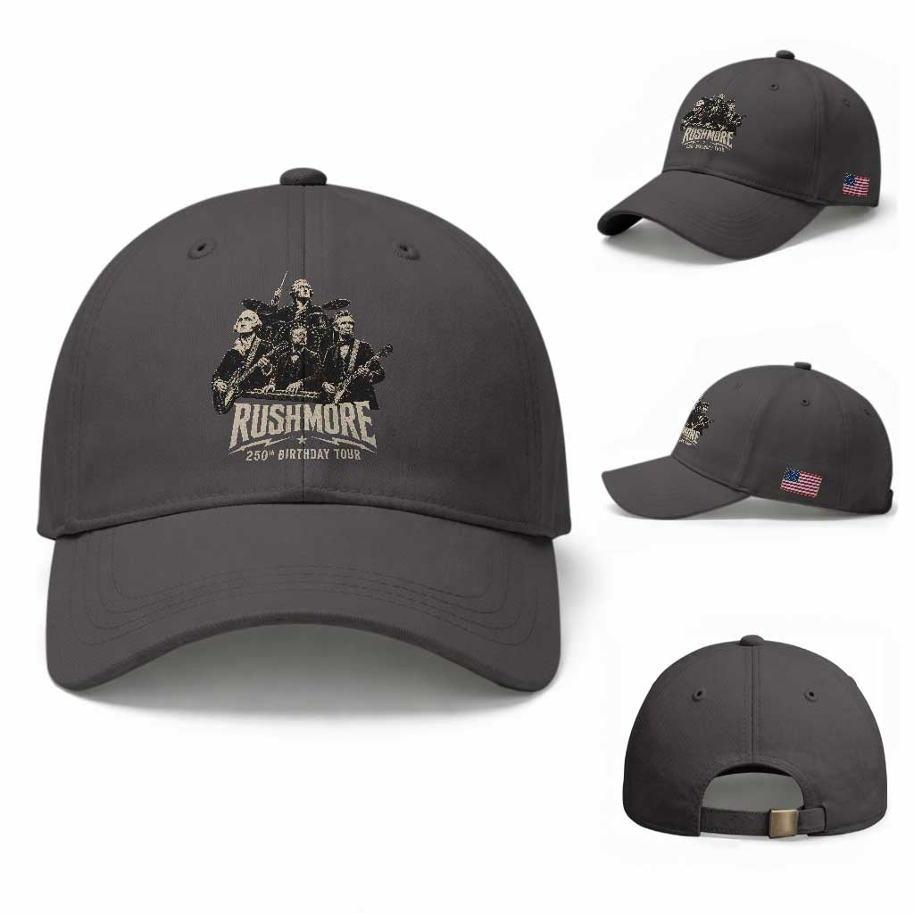 Rushmore 250th Birthday Tour Baseball Cap Funny Presidents Rockstar Music