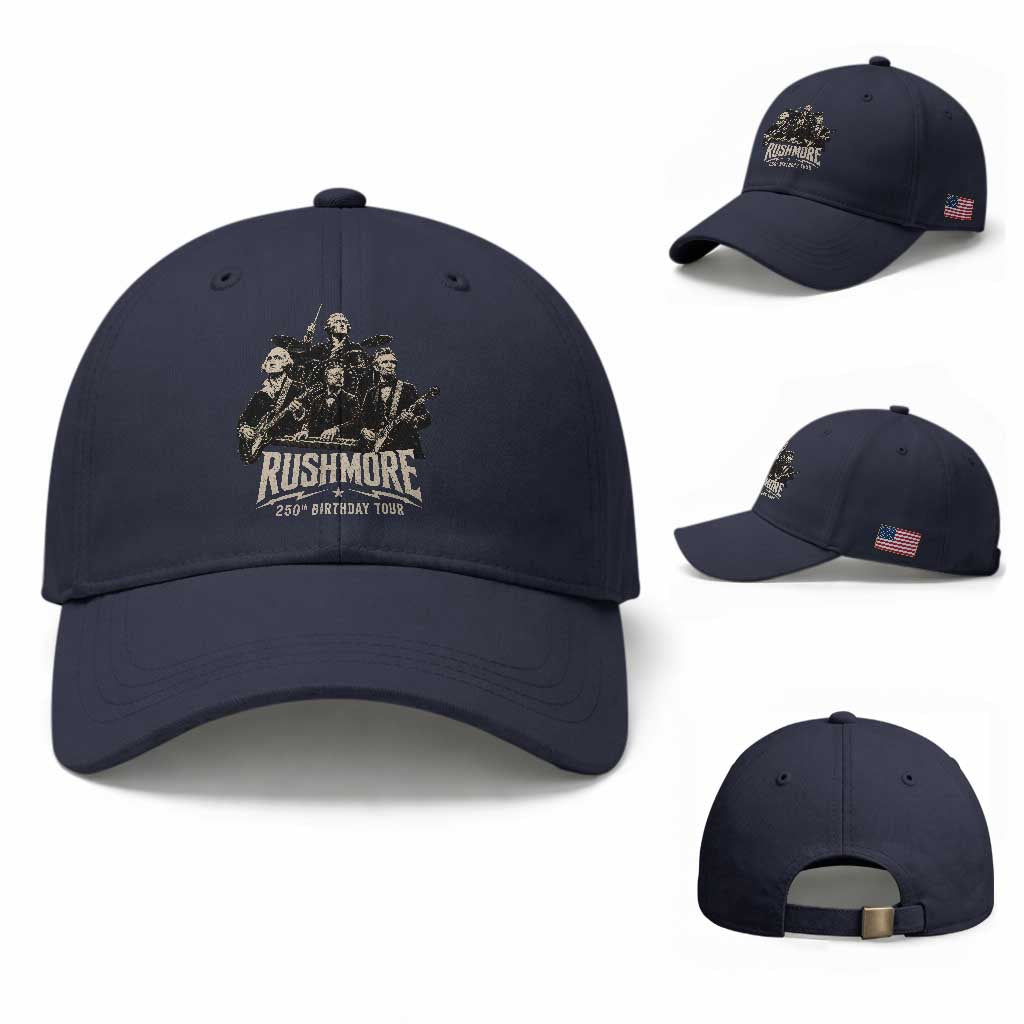 Rushmore 250th Birthday Tour Baseball Cap Funny Presidents Rockstar Music