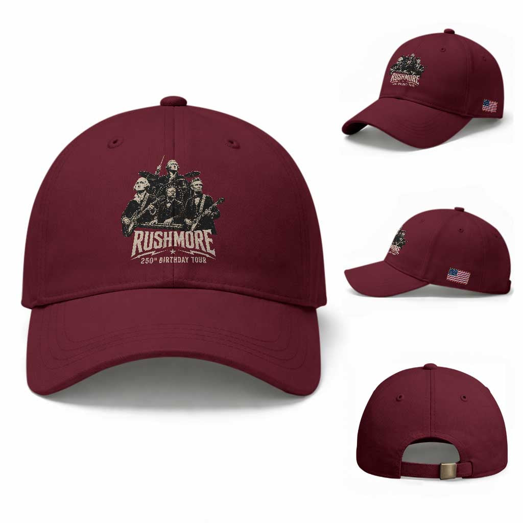 Rushmore 250th Birthday Tour Baseball Cap Funny Presidents Rockstar Music