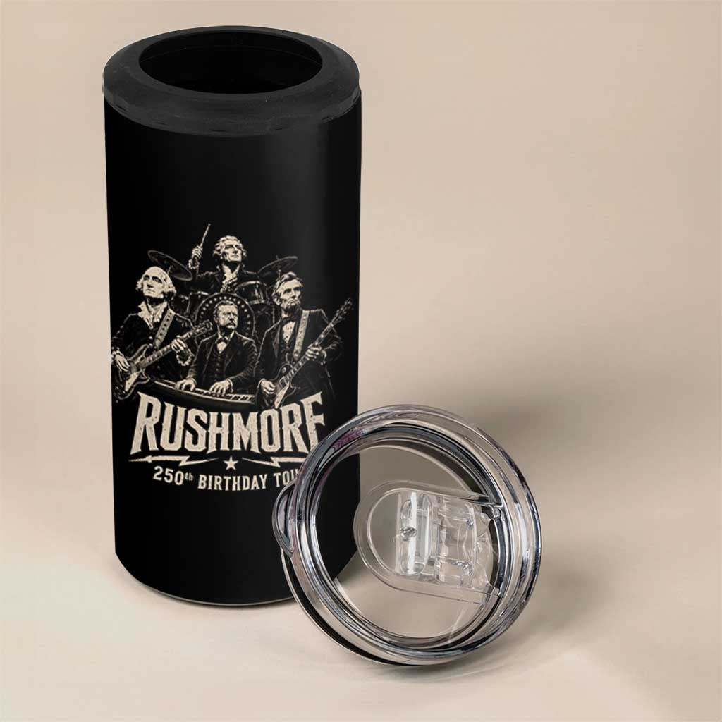 Rushmore 250th Birthday Tour 4 in 1 Can Cooler Tumbler Funny Presidents Rockstar Music