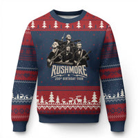Rushmore 250th Birthday Tour Ugly Christmas Sweater Funny Presidents Rockstar Music