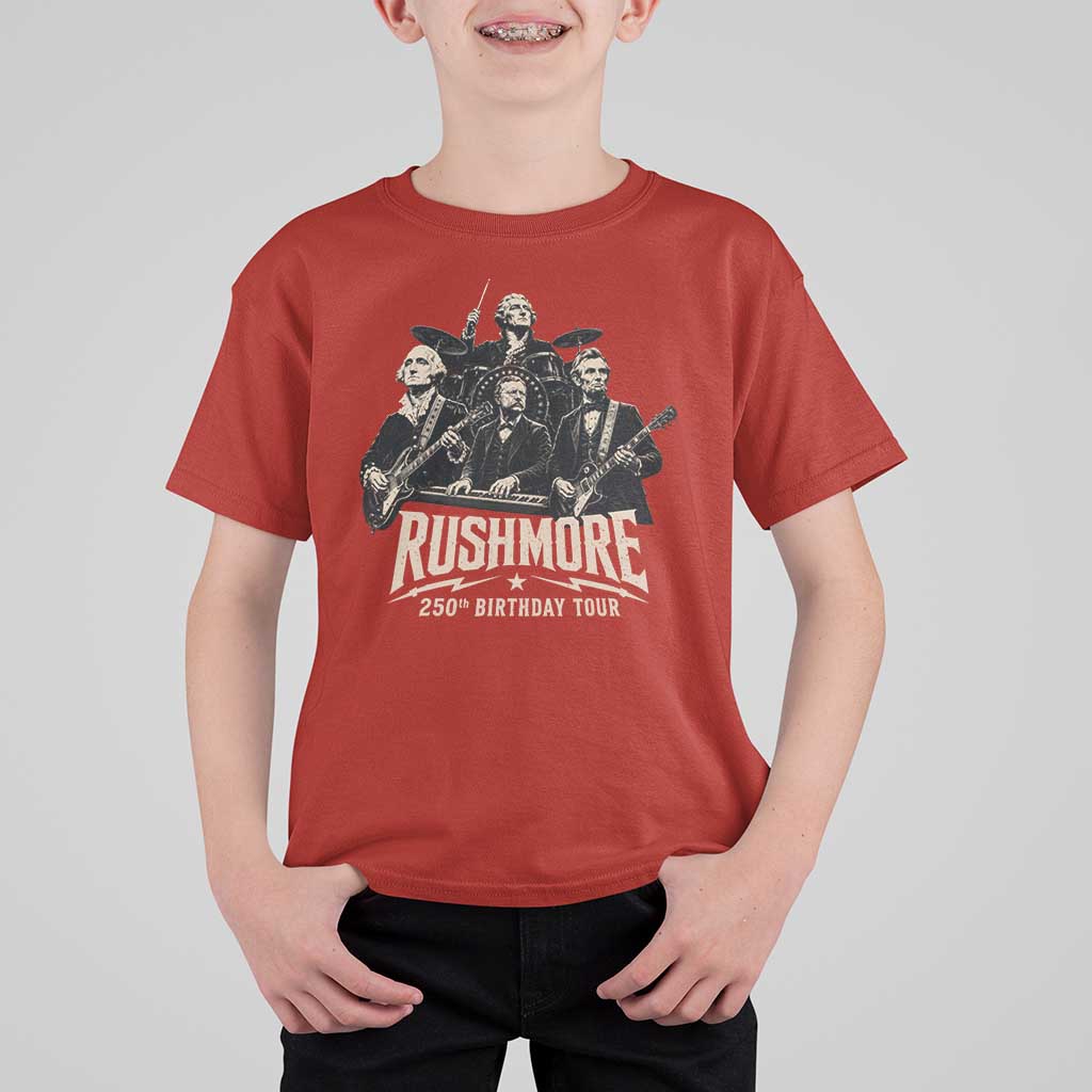 Rushmore 250th Birthday Tour T Shirt For Kid Funny Presidents Rockstar Music