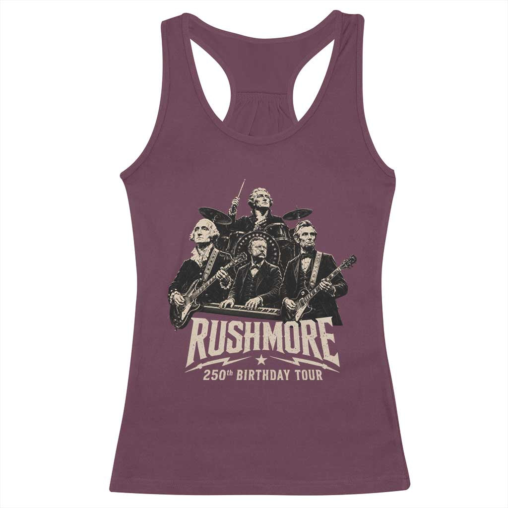 Rushmore 250th Birthday Tour Racerback Tank Top Funny Presidents Rockstar Music