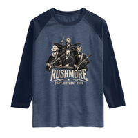 Rushmore 250th Birthday Tour Raglan Shirt Funny Presidents Rockstar Music