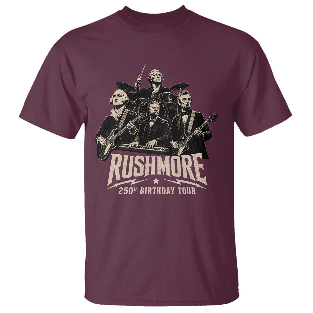 Rushmore 250th Birthday Tour T Shirt Funny Presidents Rockstar Music