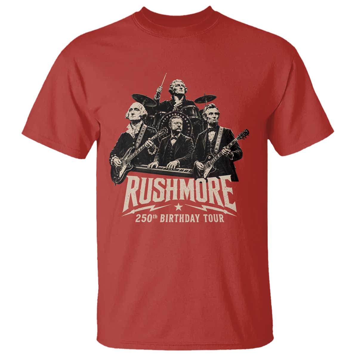 Rushmore 250th Birthday Tour T Shirt Funny Presidents Rockstar Music