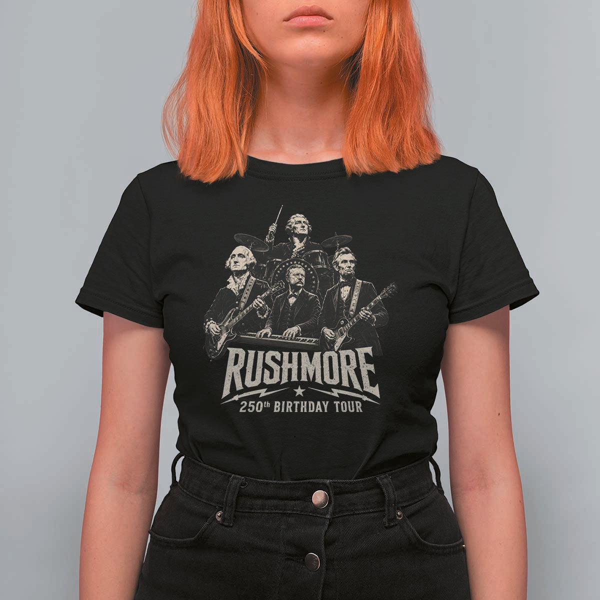 Rushmore 250th Birthday Tour T Shirt For Women Funny Presidents Rockstar Music
