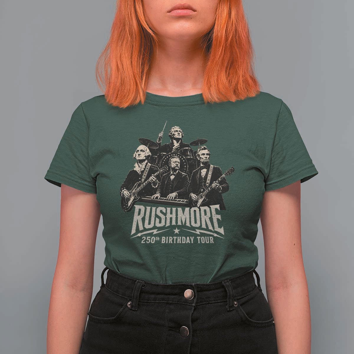 Rushmore 250th Birthday Tour T Shirt For Women Funny Presidents Rockstar Music