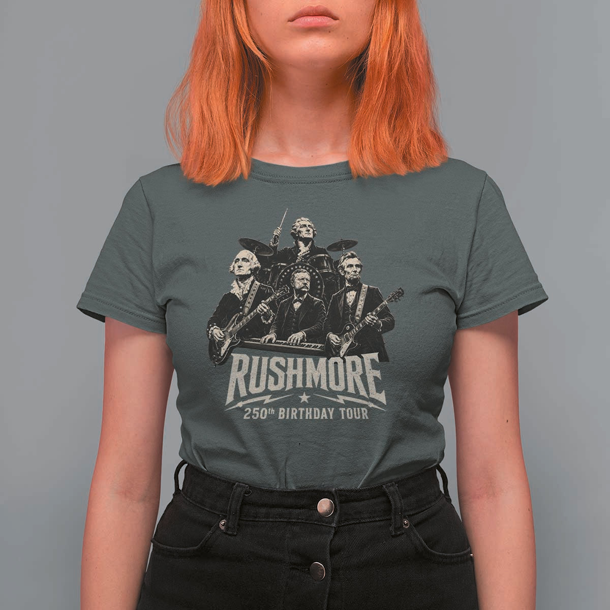 Rushmore 250th Birthday Tour T Shirt For Women Funny Presidents Rockstar Music