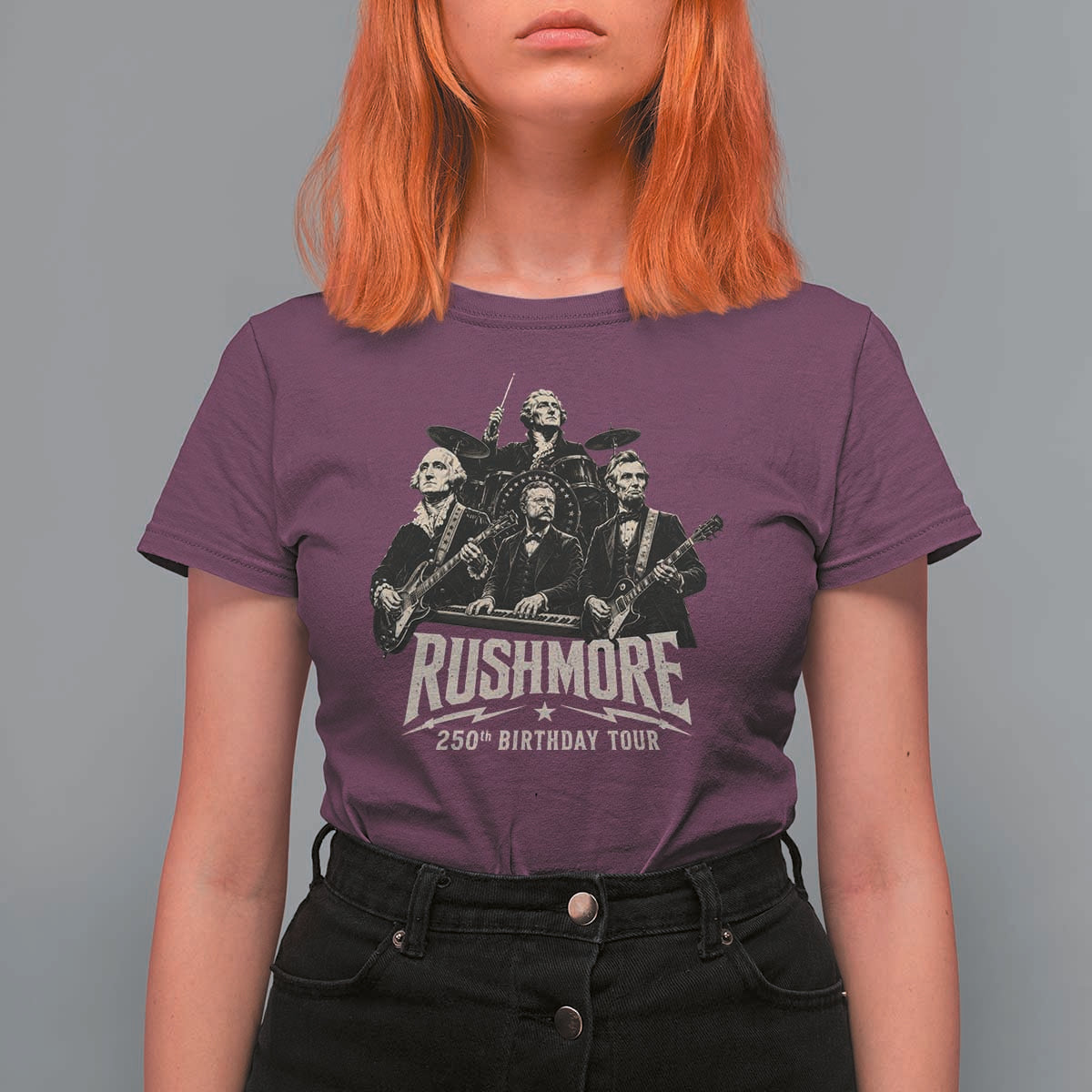 Rushmore 250th Birthday Tour T Shirt For Women Funny Presidents Rockstar Music