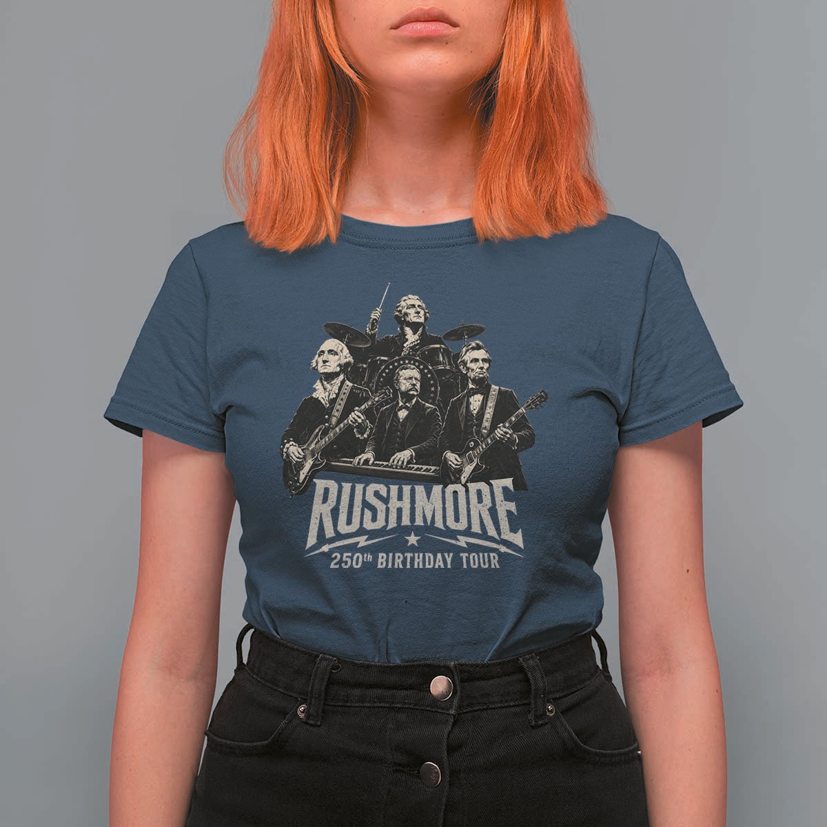 Rushmore 250th Birthday Tour T Shirt For Women Funny Presidents Rockstar Music