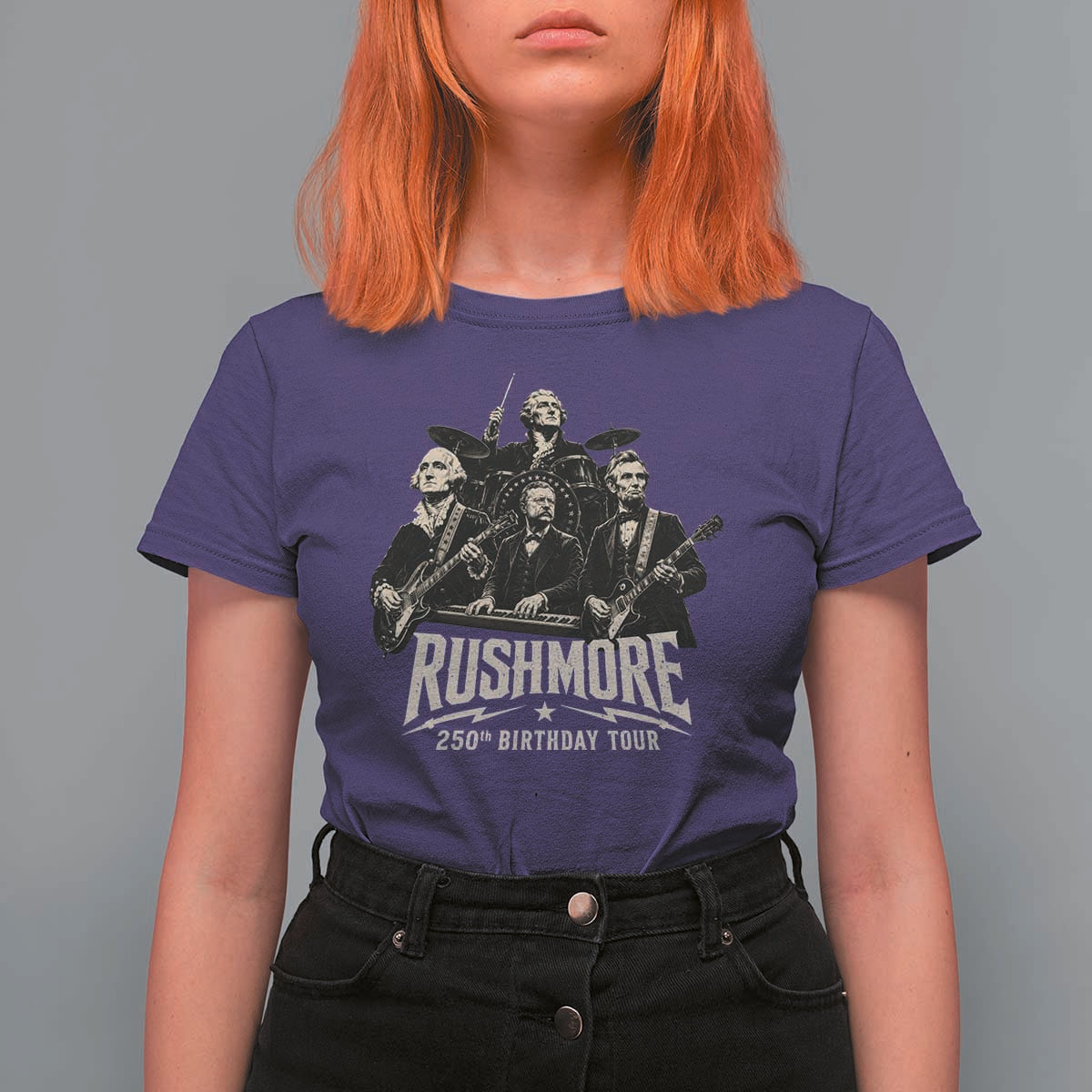 Rushmore 250th Birthday Tour T Shirt For Women Funny Presidents Rockstar Music