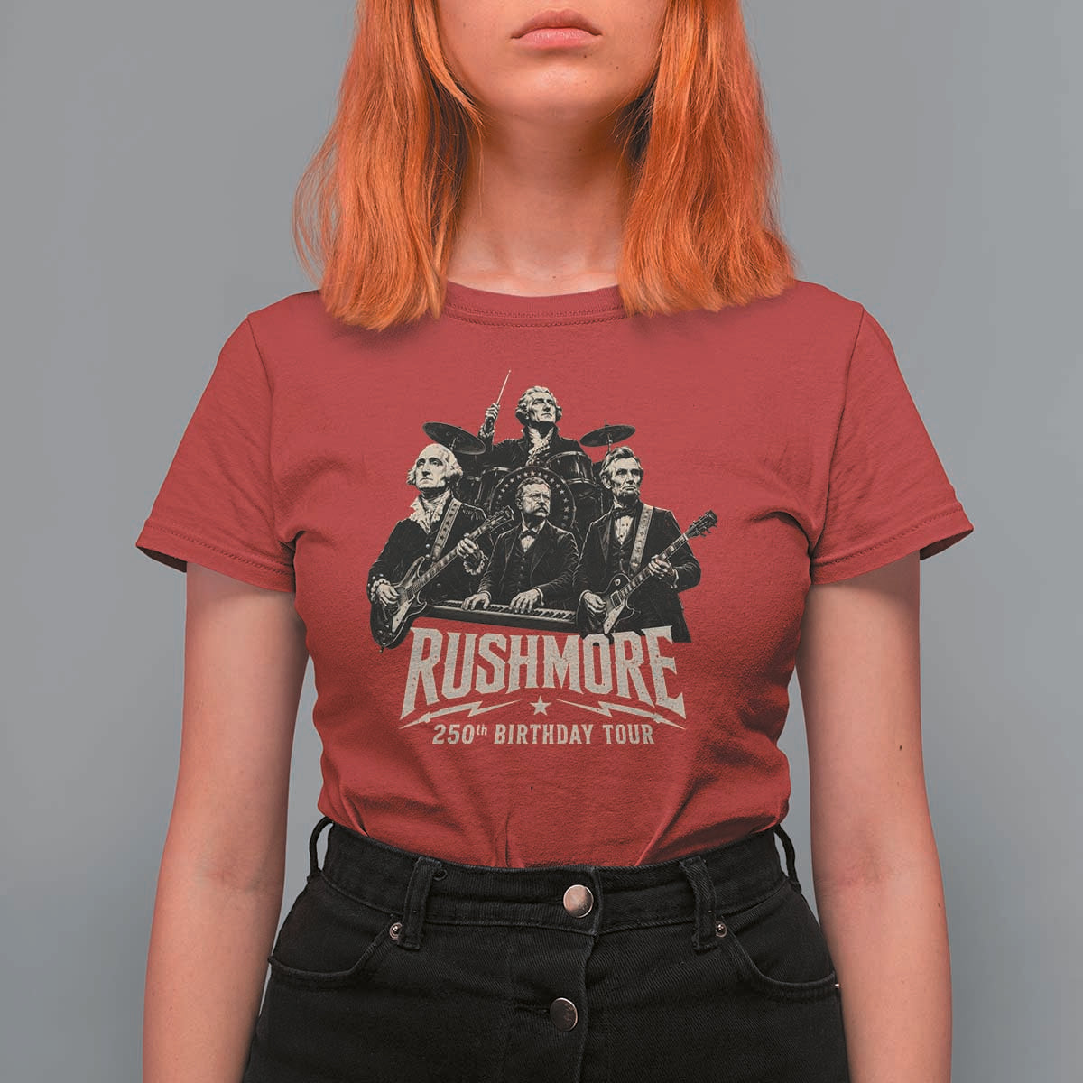 Rushmore 250th Birthday Tour T Shirt For Women Funny Presidents Rockstar Music