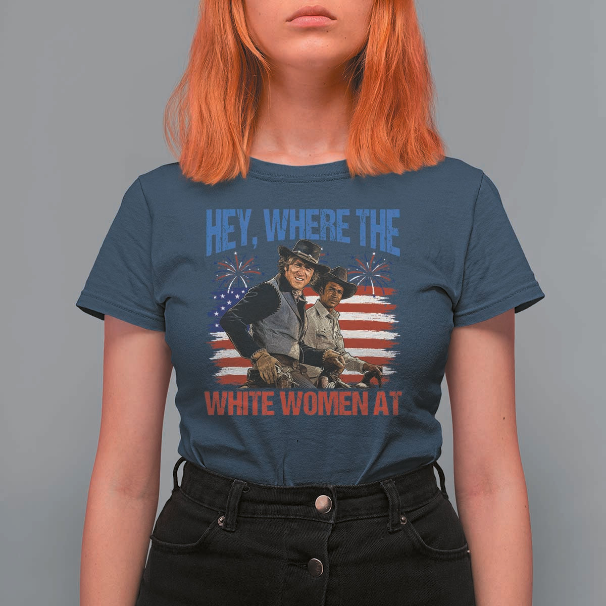 Hey Where The White Women At 4th of July Meme 70s Movie T Shirt For Women