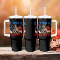 Hey Where The White Women At 4th of July Meme 70s Movie Tumbler With Handle