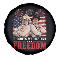Biscuits Whores And Freedom Funny Western Cowboy 4th of July Spare Tire Cover
