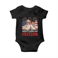 Biscuits Whores And Freedom Funny Western Cowboy 4th of July Baby Onesie