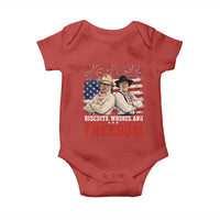 Biscuits Whores And Freedom Funny Western Cowboy 4th of July Baby Onesie