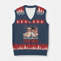 Biscuits Whores And Freedom Funny Western Cowboy 4th of July V-Neck Knit Sweater Vest