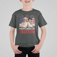 Biscuits Whores And Freedom Funny Western Cowboy 4th of July T Shirt For Kid