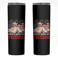 Biscuits Whores And Freedom Funny Western Cowboy 4th of July Skinny Tumbler