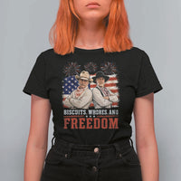 Biscuits Whores And Freedom Funny Western Cowboy 4th of July T Shirt For Women