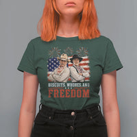 Biscuits Whores And Freedom Funny Western Cowboy 4th of July T Shirt For Women