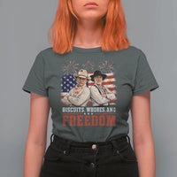 Biscuits Whores And Freedom Funny Western Cowboy 4th of July T Shirt For Women