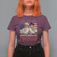Biscuits Whores And Freedom Funny Western Cowboy 4th of July T Shirt For Women