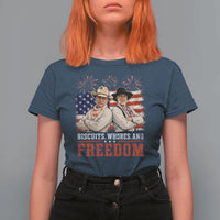 Biscuits Whores And Freedom Funny Western Cowboy 4th of July T Shirt For Women